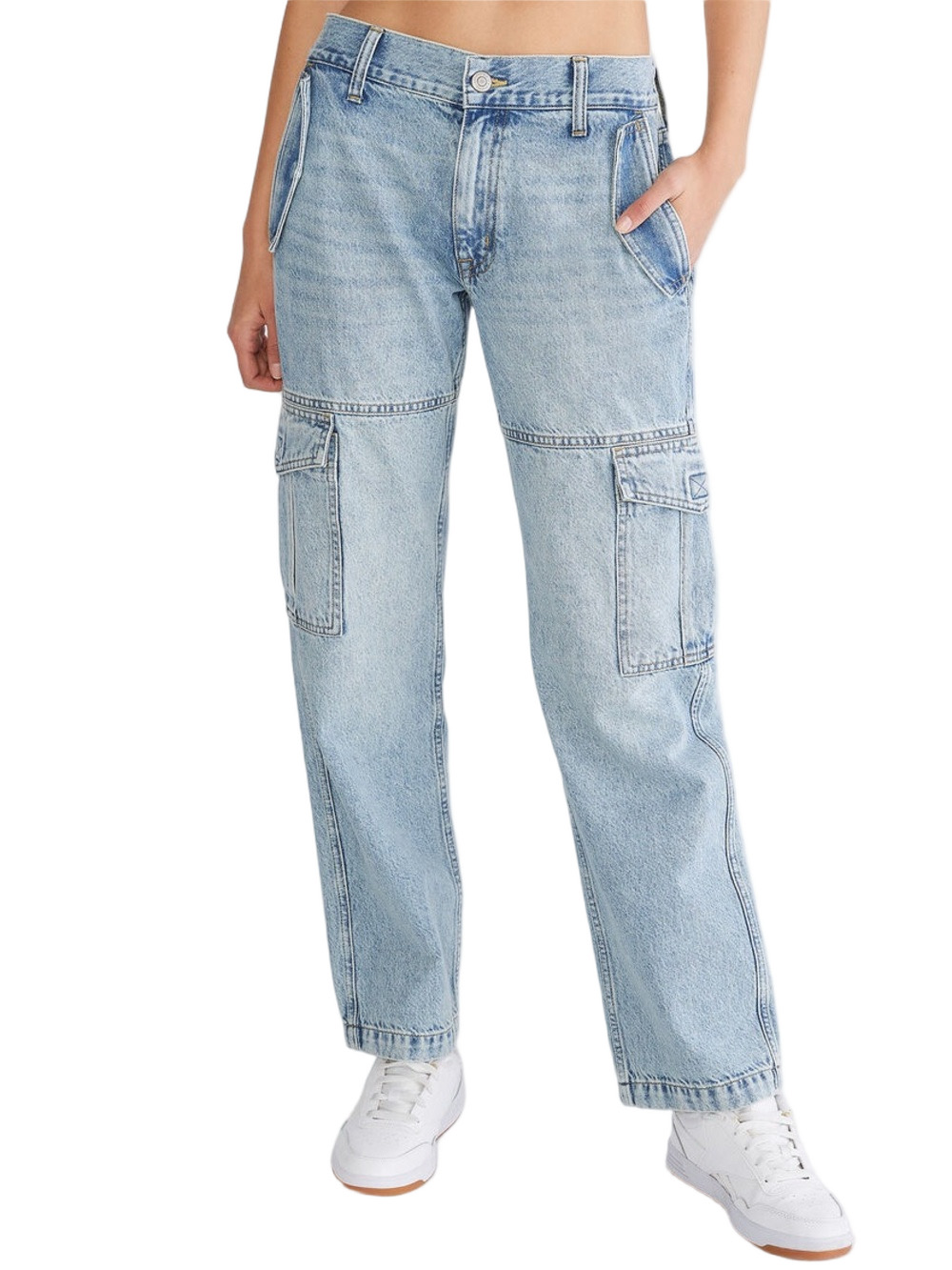Aeropostale Light Wash Cargo Jeans Y2K Low Rise Utility Pants Large Short